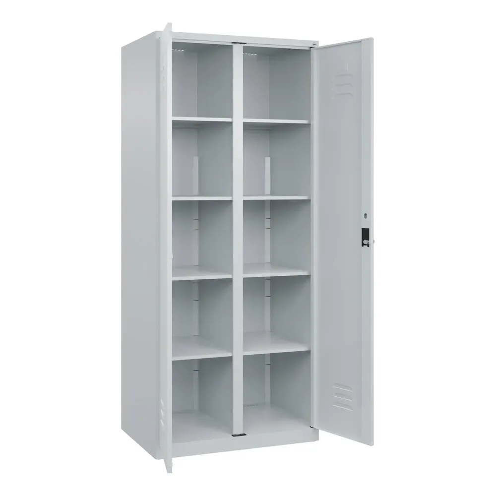 C+P Wäsche-Spind Classic PLUS, 2 Abteile, HxBxT 1.850 x 800 x 500 mm, lichtgrau, lichtgrau, für Vorhängeschloss, mit Mitteltrennwand