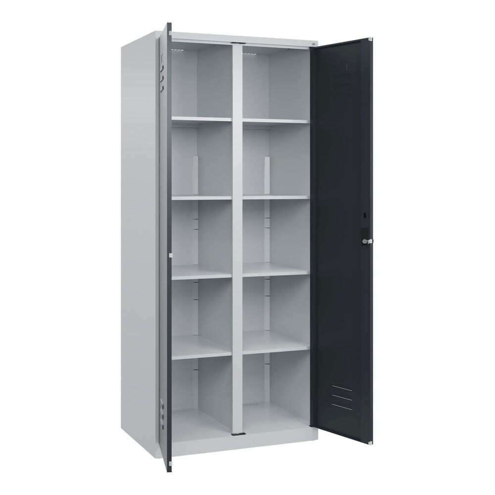 C+P Wäsche-Spind Classic PLUS, 2 Abteile, HxBxT 1.850 x 800 x 500 mm, lichtgrau, anthrazitgrau, für Vorhängeschloss, mit Mitteltrennwand