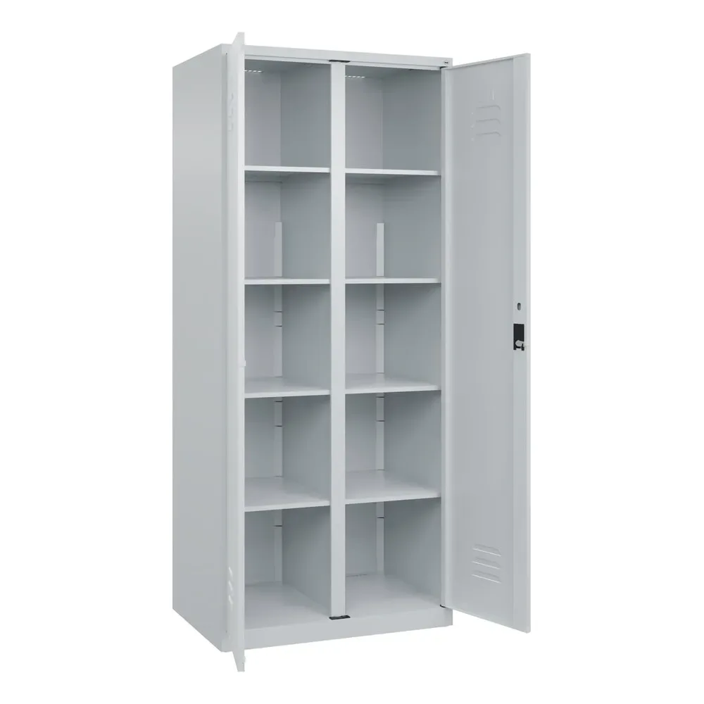 C+P Wäsche-Spind Classic PLUS, 2 Abteile, HxBxT 1.850 x 800 x 500 mm, lichtgrau, lichtgrau, Zylinderschloss, mit Mitteltrennwand