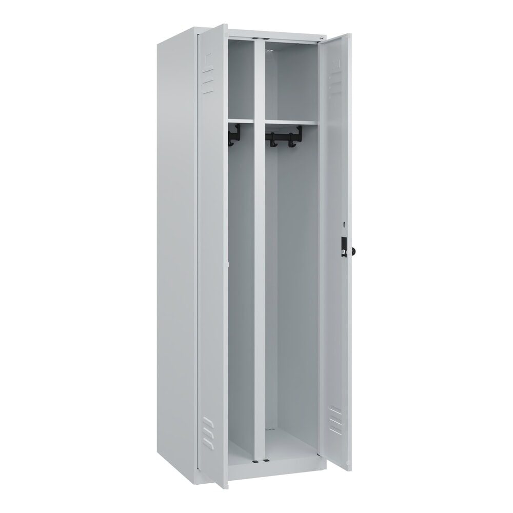 C+P Schwarz-Weiss-Spind Classic PLUS, 2 Abteile, HxBxT 1.850 x 600 x 500 mm, lichtgrau, lichtgrau, für Vorhängeschloss