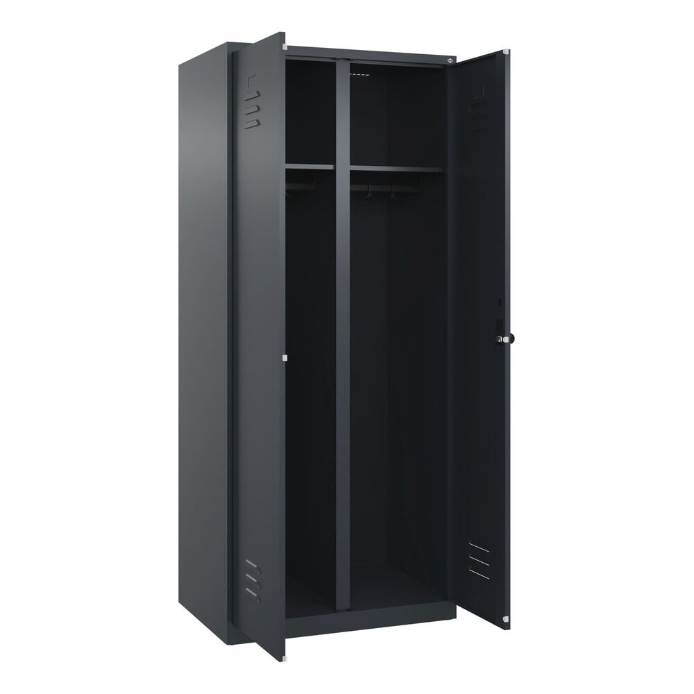 C+P Schwarz-Weiss-Spind Classic PLUS, 2 Abteile, HxBxT 1.850 x 800 x 500 mm, anthrazitgrau, anthrazitgrau, für Vorhängeschloss