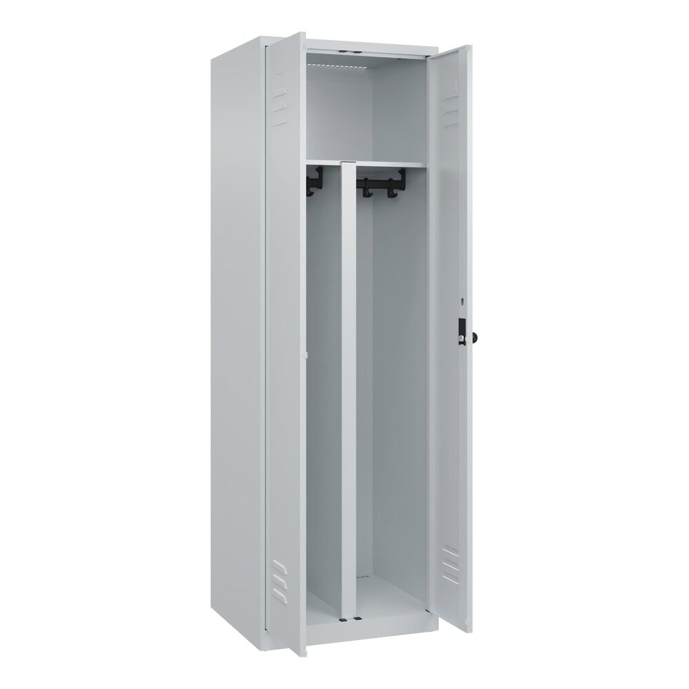 C+P PSA Doppel-Spind Classic PLUS, 2 Abteile, HxBxT 1.850 x 600 x 500 mm, lichtgrau, lichtgrau, für Vorhängeschloss