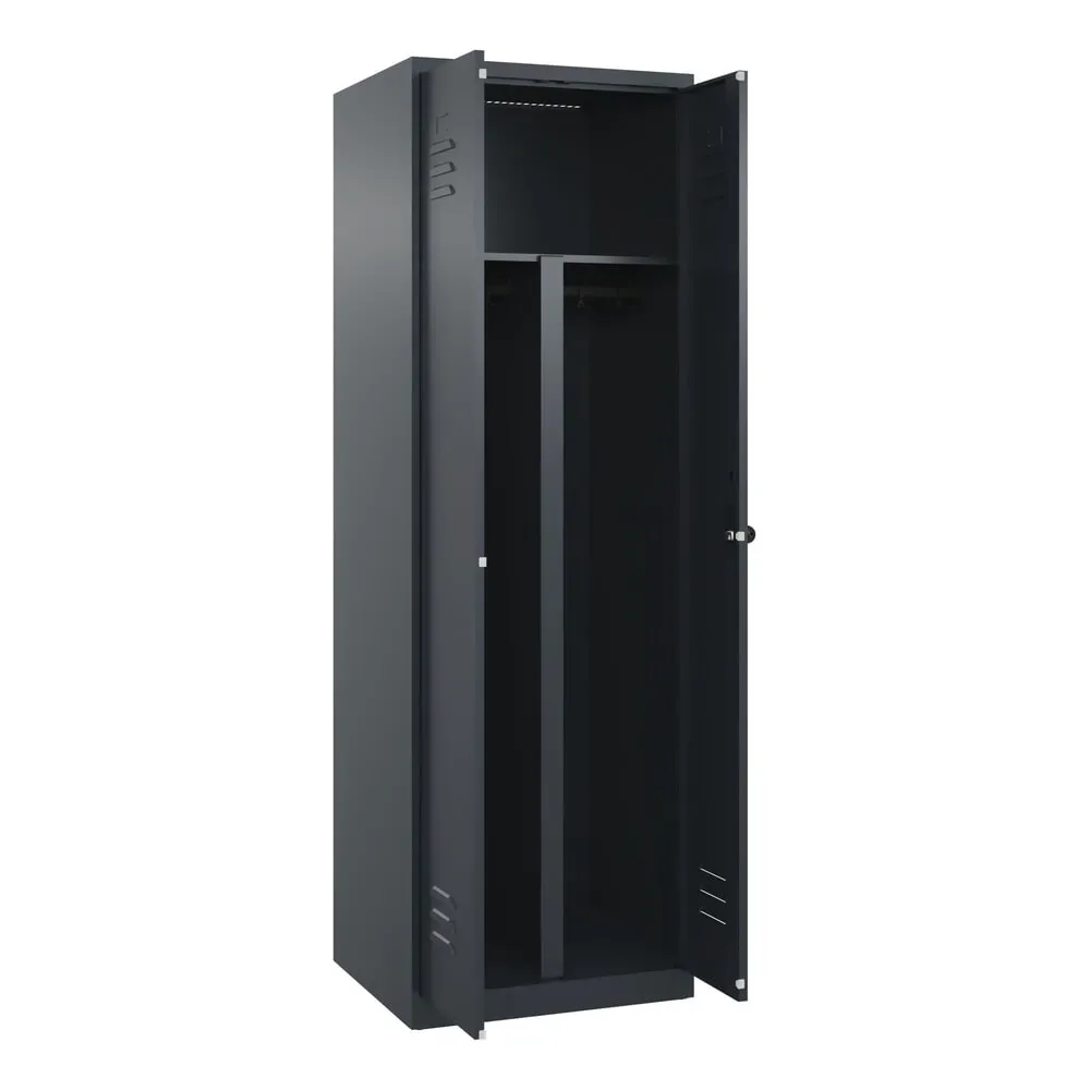 C+P PSA Doppel-Spind Classic PLUS, 2 Abteile, HxBxT 1.850 x 600 x 500 mm, anthrazitgrau, anthrazitgrau, für Vorhängeschloss