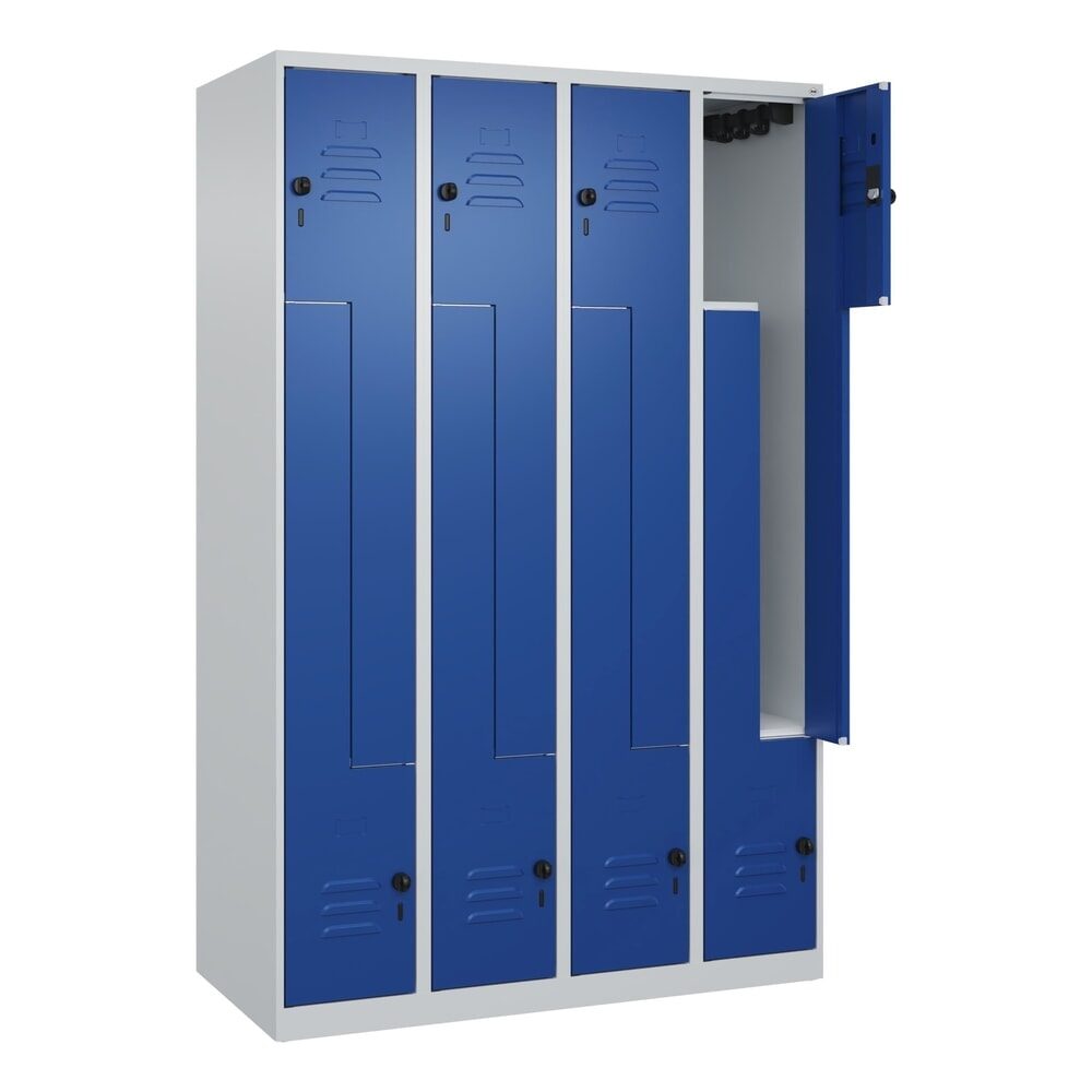 C+P Z-Spind Classic PLUS, 8 Abteile, HxBxT 1.850 x 1.200 x 500 mm, lichtgrau, enzianblau, für Vorhängeschloss