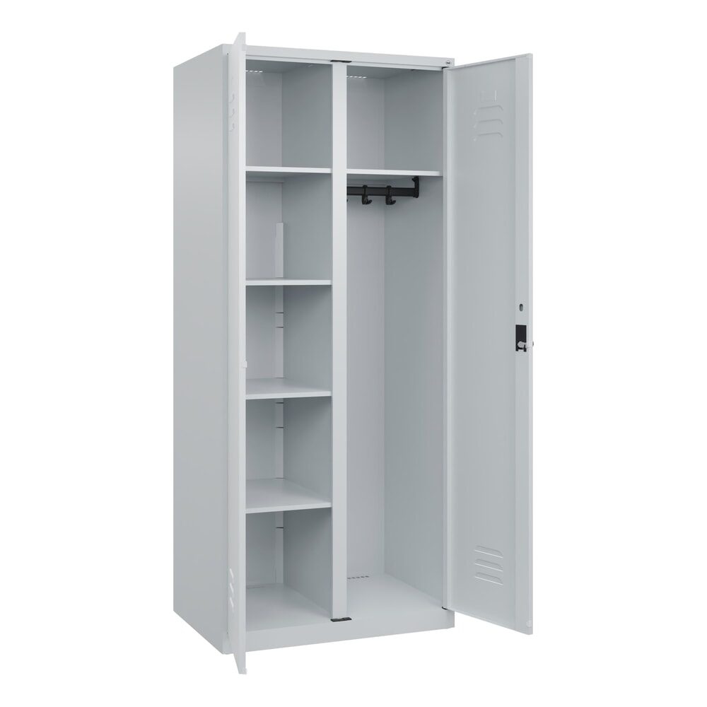 C+P Wäsche-, Garderobenspind Classic PLUS, 2 Abteile, HxBxT 1.850 x 800 x 500 mm, lichtgrau, lichtgrau, für Vorhängeschloss