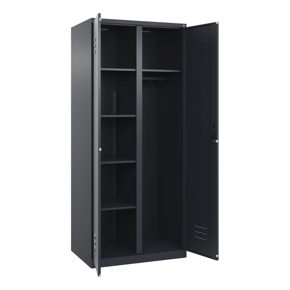 C+P Wäsche-, Garderobenspind Classic PLUS, 2 Abteile, HxBxT 1.850 x 800 x 500 mm, anthrazitgrau, anthrazitgrau, Zylinderschloss