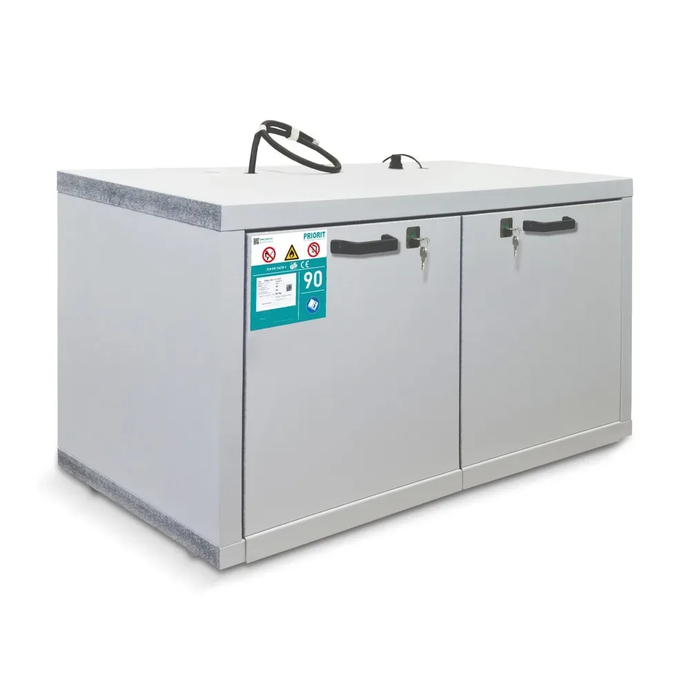 PRIORIT Untertisch-Brandschutzschrank, Feuerwiderstand 90 Min., HxBxT 630 x 1.100 x 570 mm, 2 Vollauszüge
