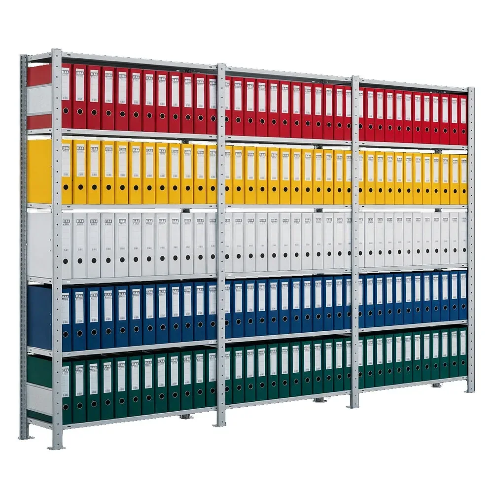 SCHULTE Komplettpaket Aktenregal, einseitig, Fachlast 85 kg, HxBxT 2.000 x 3.000 x 300 mm, verzinkt