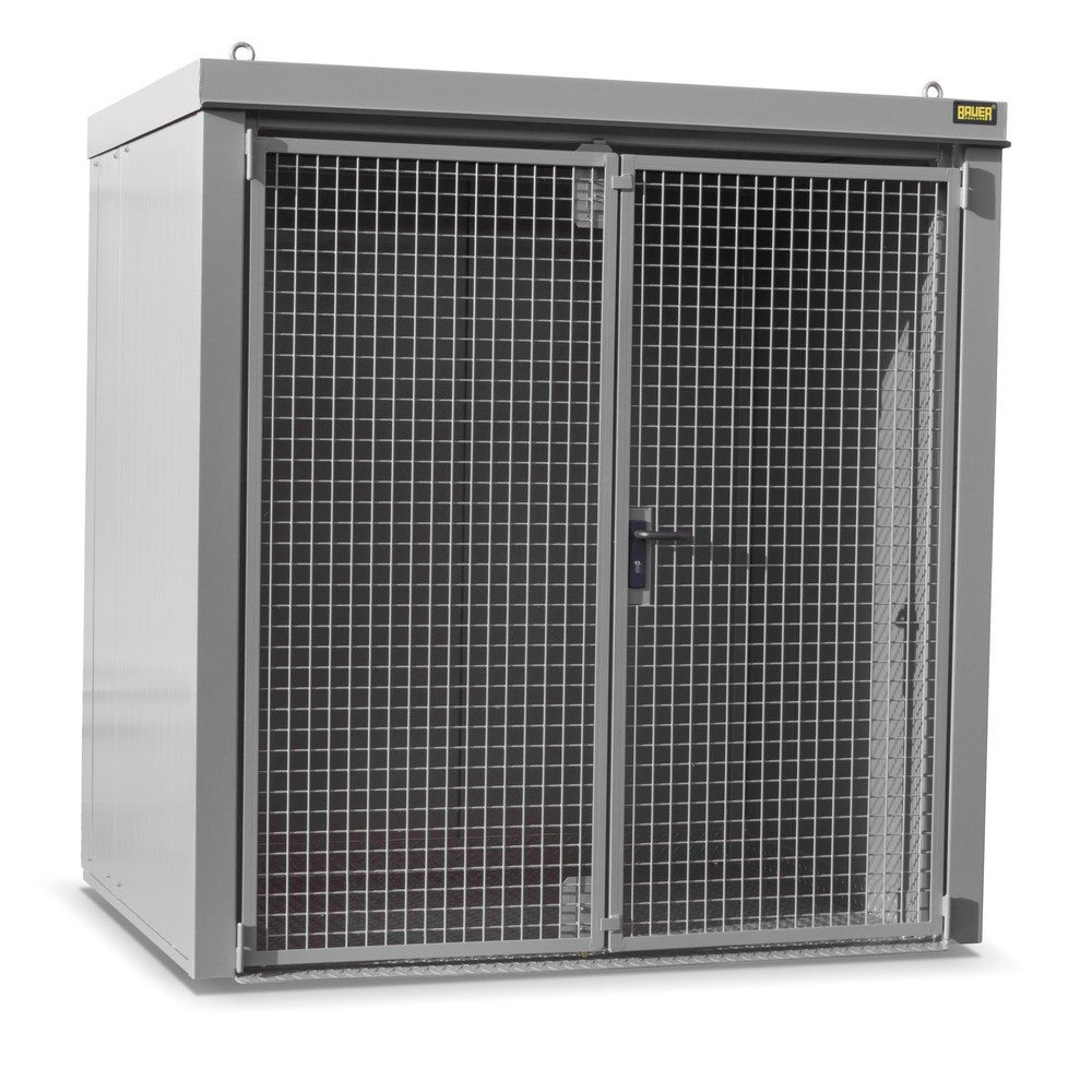 Gasflaschencontainer BAUER GFC-B M2, B 1570 x T 2125 x H 2265, für 35 Gasflaschen, feuerbeständig, abschliessbar, grau
