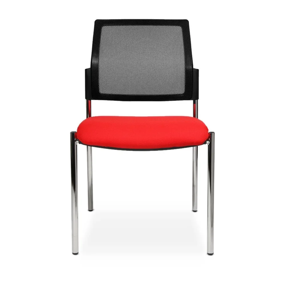Topstar® Besucherstuhl BtoB 10 mit Netz-Rückenlehne + 4 Fuss Gestell, rot