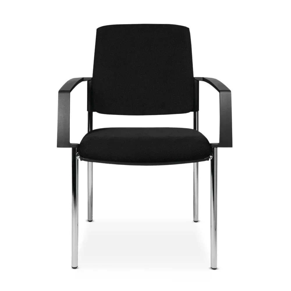 Topstar® Besucherstuhl BtoB 10 mit Polster-Rückenlehne + 4 Fuss Gestell + Armlehnen, schwarz