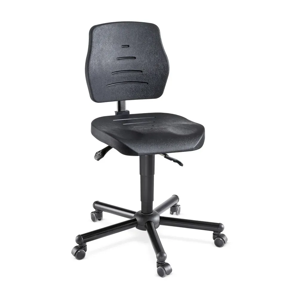 XXL-Arbeitsdrehstuhl meychair Workster Pro W15-01085, dreh- & höhenverstellbar, bis 250 kg, B 470 x T 470 x H 880 - 1020 mm, Stahl & PU, desinfektionsmittelbeständig, schwarz
