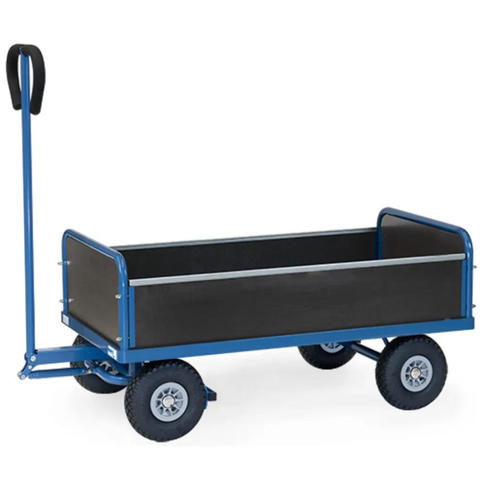 fetra® Handwagen mit Luftbereifung, 4 Wände, HxBxL 1.192 mm x 609 mm x 1.272 mm, Tragkraft 500 kg