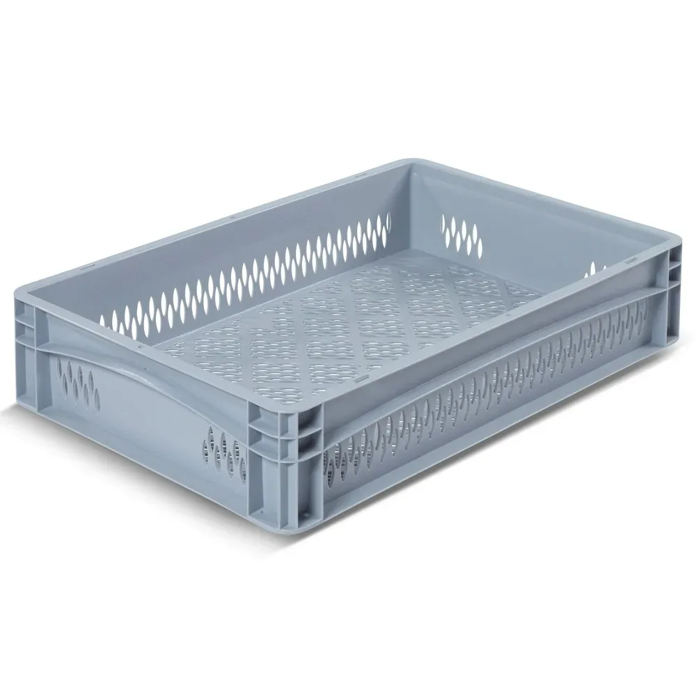 kaiserkraft Euronorm-Behälter, LxB 600 x 400 mm, Wände und Boden durchbrochen, Höhe 120 mm
