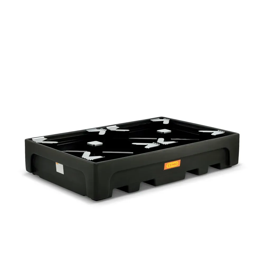 CEMO Auffangwanne aus PE für 2x IBC, mit Stützkreuz