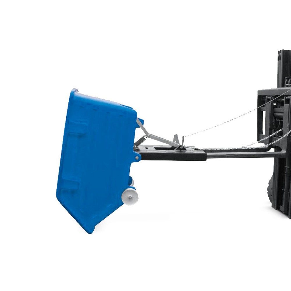 Kingspan® Kippbehälter aus PE mit Rollen, Kippmechanismus, Gabeltaschen, Volumen 0,75 m³