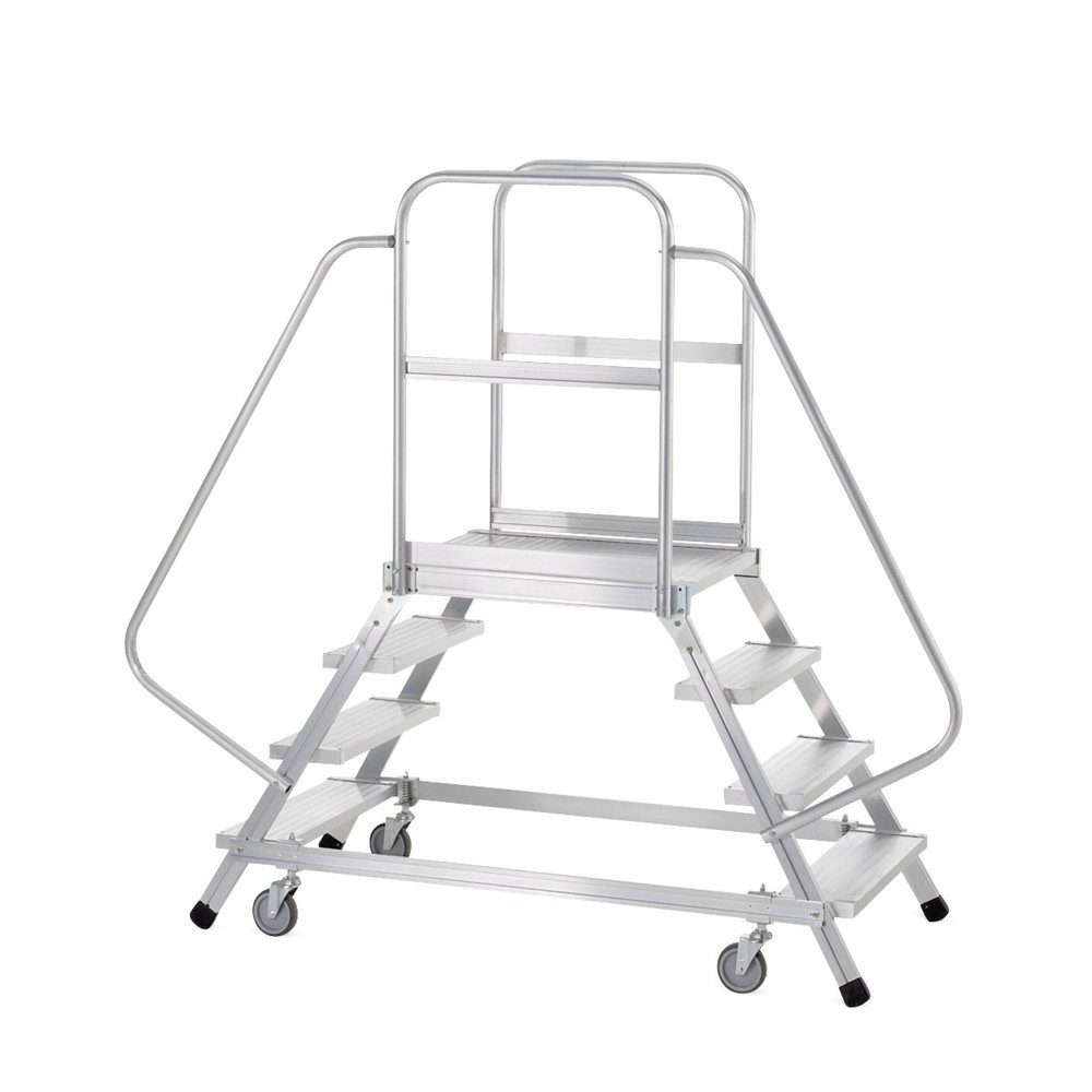 ZARGES Podesttreppe, fahrbar, 2-seitig begehbar, Standhöhe 1,44 m, Aluminium