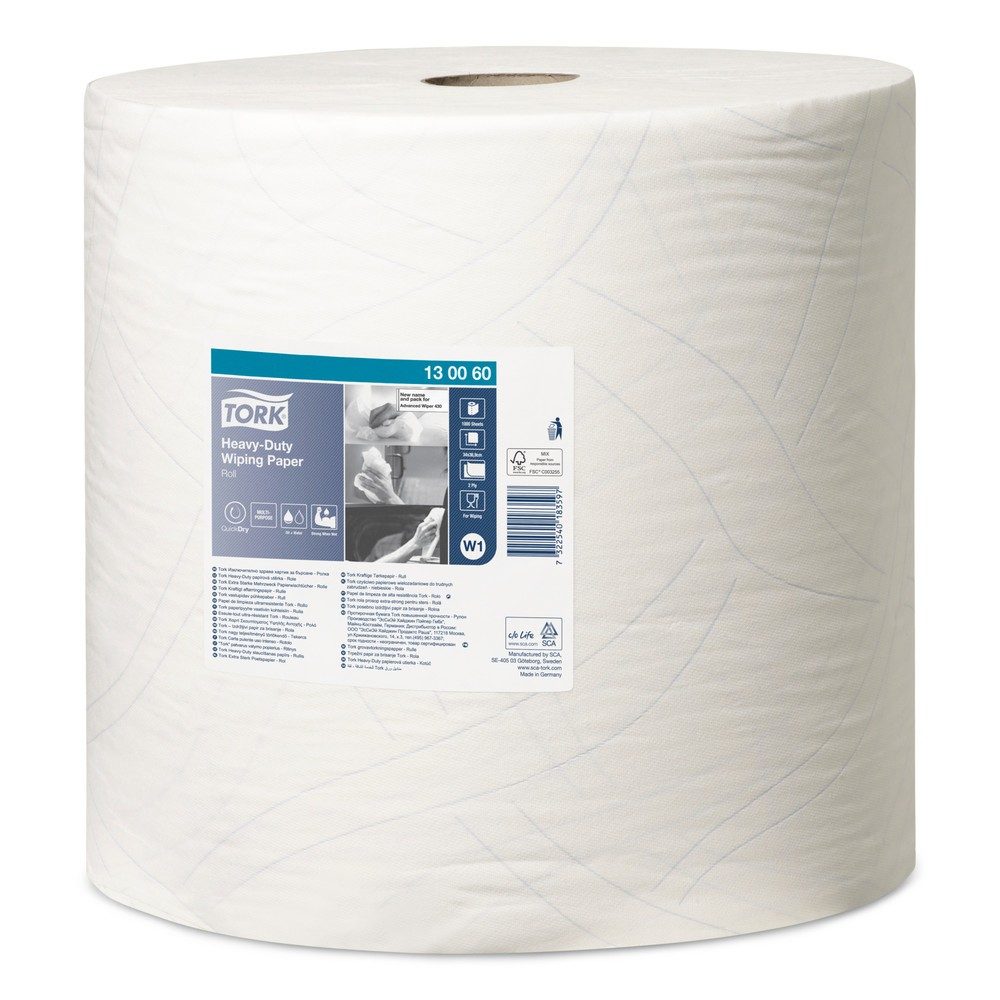 Tork Extra Starke Mehrzweck Papierwischtücher Weiss W1, Rolle, 1 × 1.000 Blatt, 130060