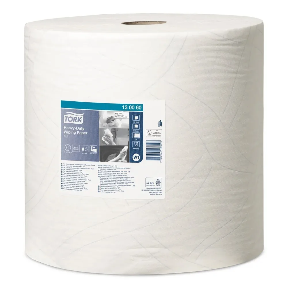 Tork Extra Starke Mehrzweck Papierwischtücher Weiss W1, Rolle, 1 × 1.000 Blatt, 130060