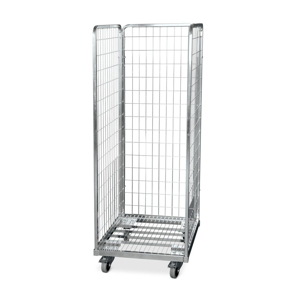 Stahlrollbehälter 600 x 600 mm mit 2 Seitenwänden und 1 Rückwand
