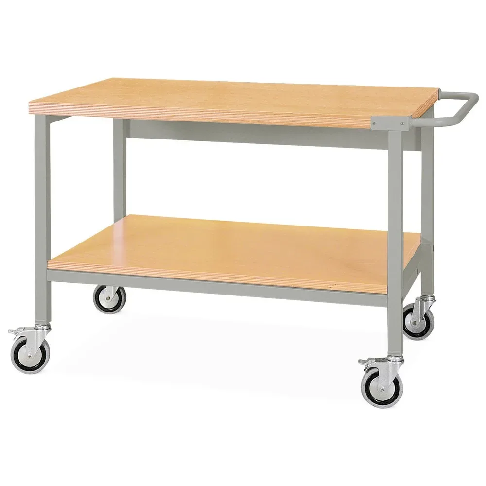 Bedrunka+Hirth Mobile Werkbank mit Rollen, 2 Holzböden à 1.500 x 750 mm, TK 400 kg