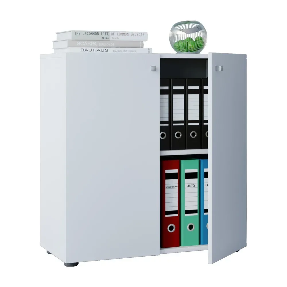 VCM - Büroschrank mit 2 Fächern | moderner Aktenschrank mit Drehtüren | Maße ca. B. 70 x H. 74 x T. 40 cm - Lona 2-Fach, One Size, Weiss