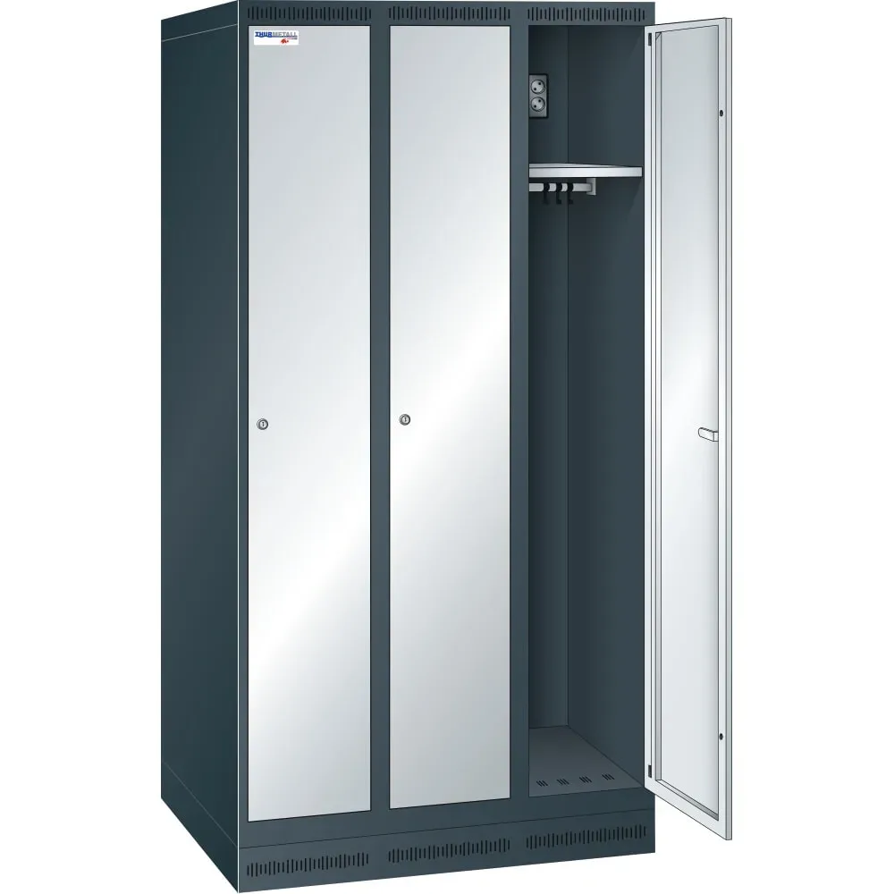 Thur Metall Akku-Ladeschrank mit Garderoben, HxBxT 1800 mm x 900 mm x 500 mm, Key Lock, anthrazitgrau/lichtgrau