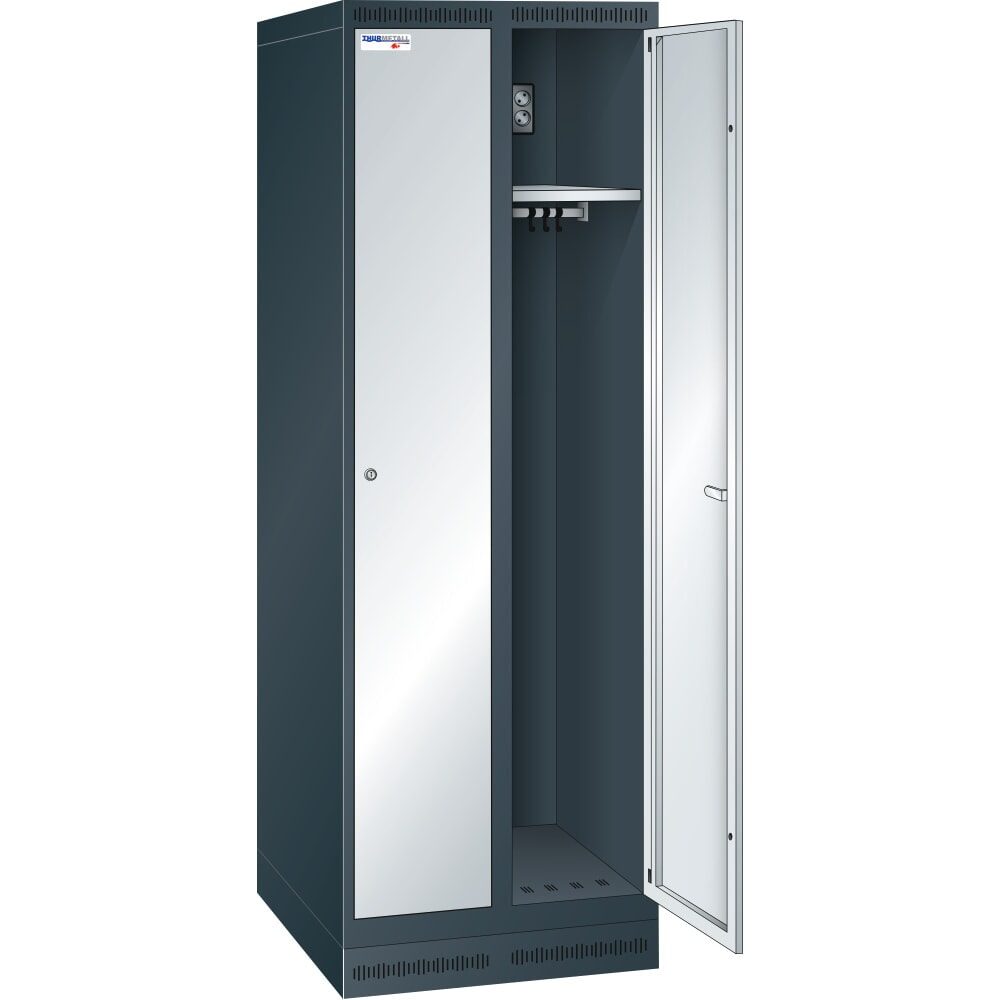 Thur Metall Akku-Ladeschrank mit Garderoben, HxBxT 1800 mm x 600 mm x 500 mm, Key Lock, anthrazitgrau/lichtgrau