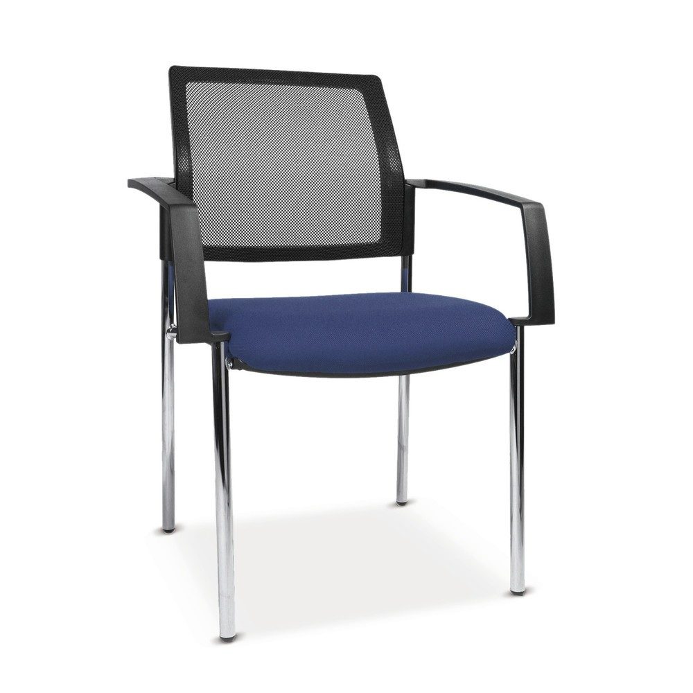 Topstar® Besucherstuhl BtoB 10 mit Netz-Rückenlehne + 4 Fuss Gestell + Armlehne, rot