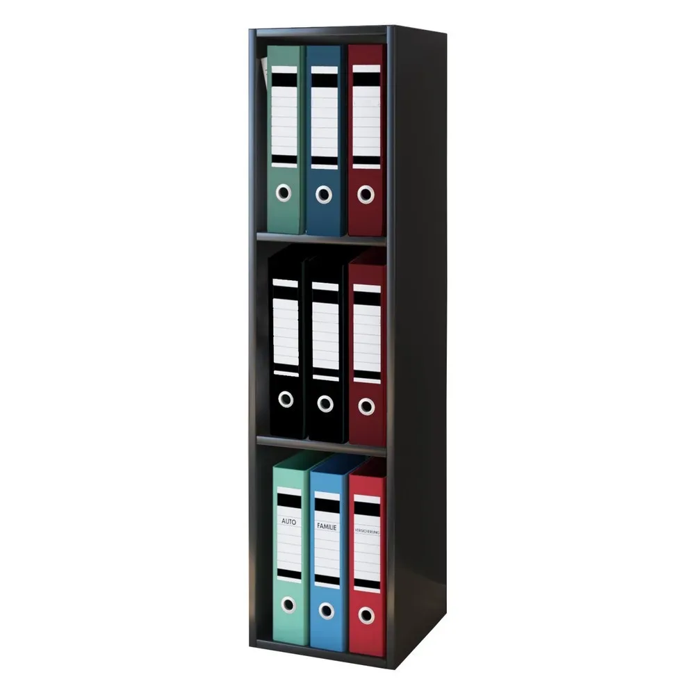 VCM - Holz Büro Stand Regal Bücher Ordner Aktenregal Ordnerregal Bücherregal Offas 3f, One Size, Schwarz