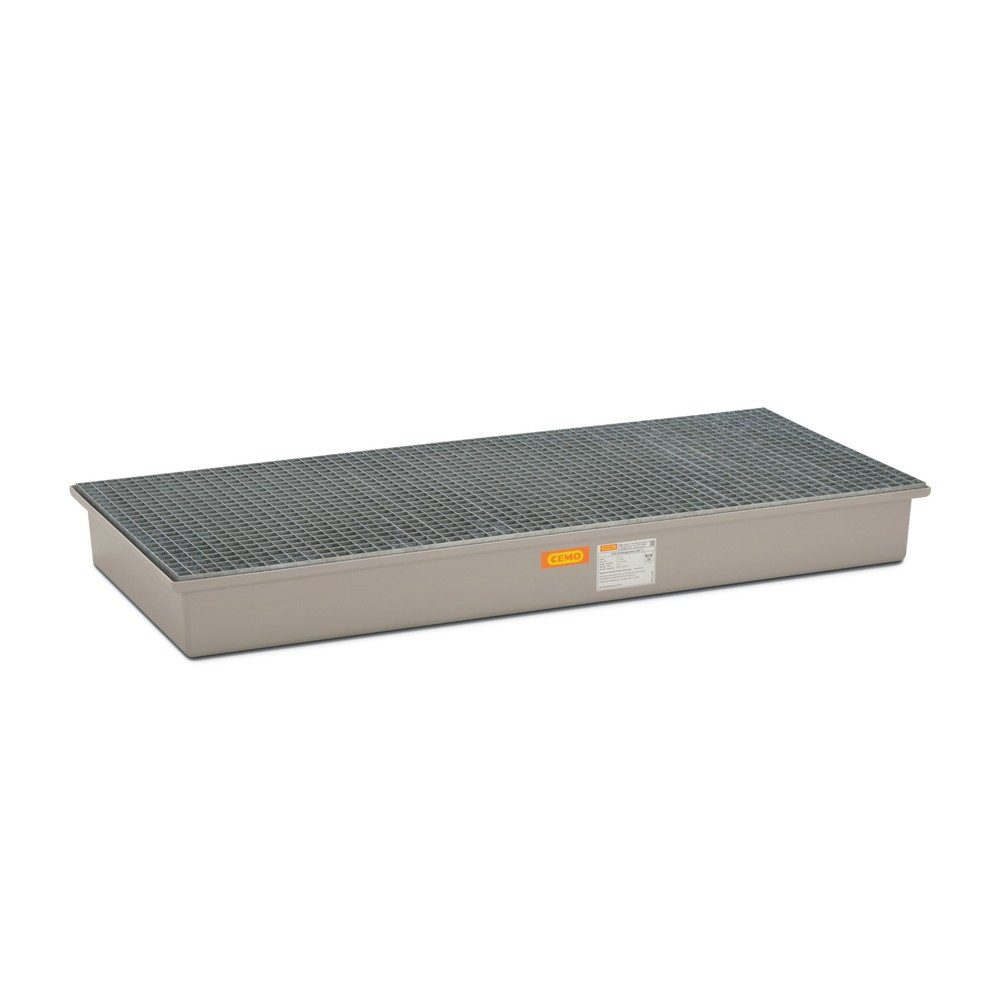 CEMO Auffangwanne aus GFK, HxBxT 200 x 850 x 1.880 mm, Gitterrost aus Stahl