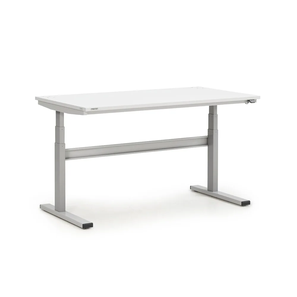 Treston TED Arbeitstisch M1350, B 1500 x T 800 mm, elektrisch höhenverstellbar, T-Fuss, lichtgrau RAL 7035