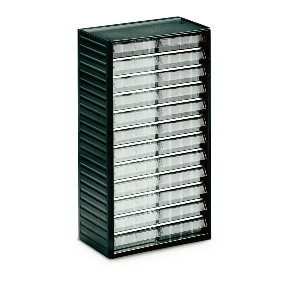 Treston Kleinteilemagazin 554-3, inklusive 24 glasklaren Schubladen L-04, BxTxH 310x180x550 mm
