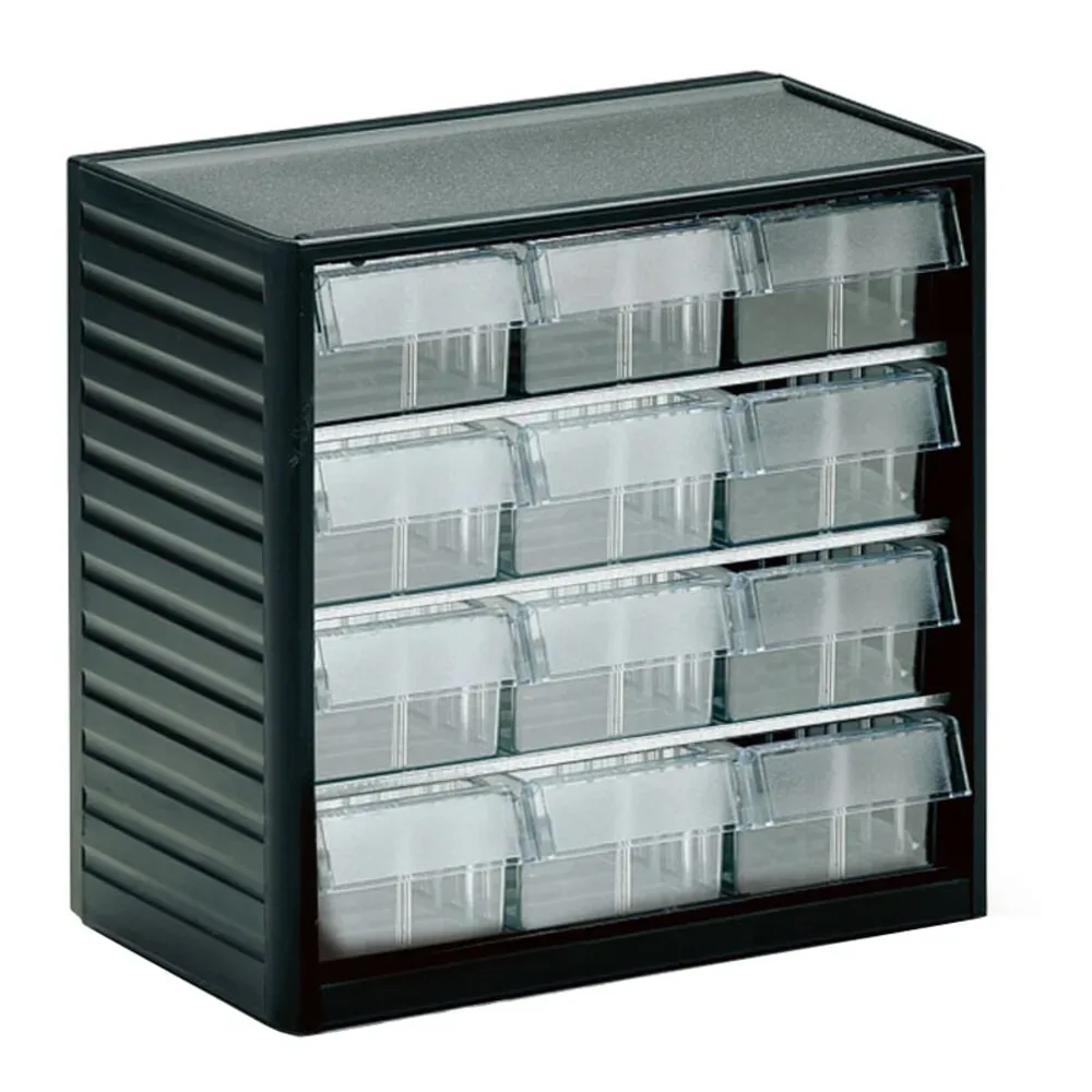 Treston Kleinteilemagazin 294-3 , inklusive 12 glasklaren Schubladen L-04, BxTxH 310x180x290 mm