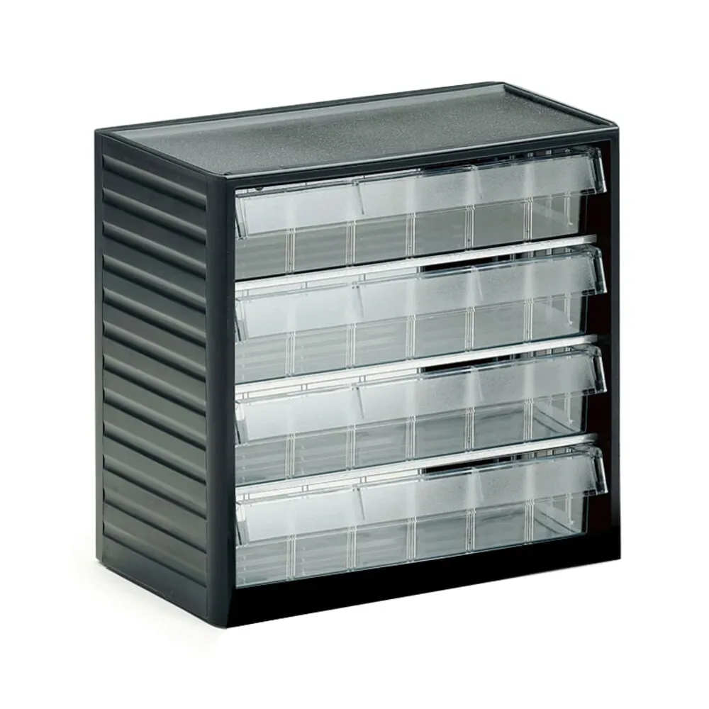 Treston Kleinteilemagazin 296-3 , inklusive 4 glasklaren Schubladen L-06, BxTxH 310x180x290 mm