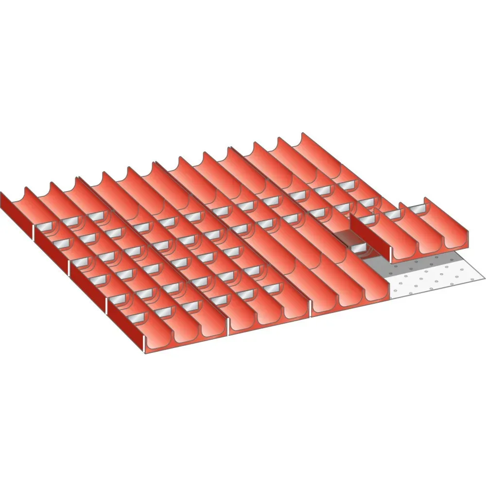 Einteilungs-Set für Schubladenmaße 612 x 612 mm, 16 Muldenteile, 60 Muldenwände, 3-teilig Ø 45 mm LISTA