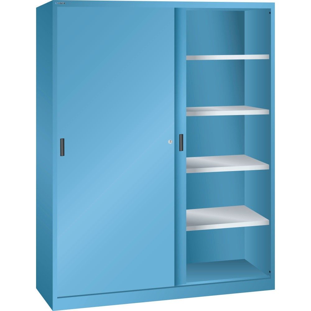 LISTA Schiebetürschrank, (BxTxH) 1500x400x1950mm, 8 Verstellböden, lichtblau