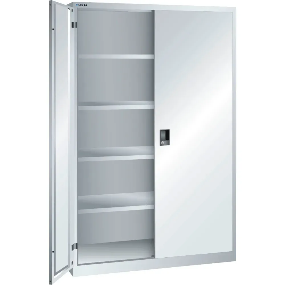 LISTA Flügeltürschrank, (BxTxH) 1250x500x1950mm, 4 Verstellböden, lichtgrau, RFID Lock