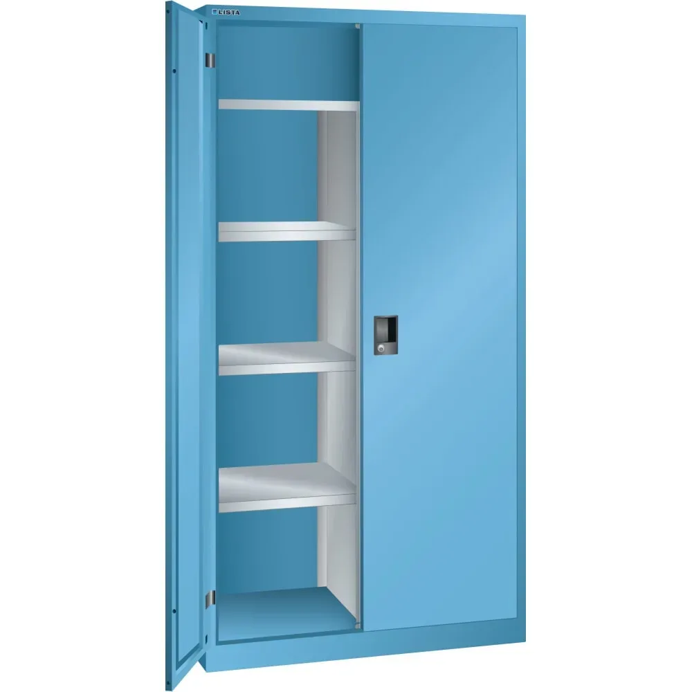LISTA Wäsche- und Kleiderspind, (BxTxH) 1000x500x1950mm, 4 Verstellböden, lichtblau, CODE Lock