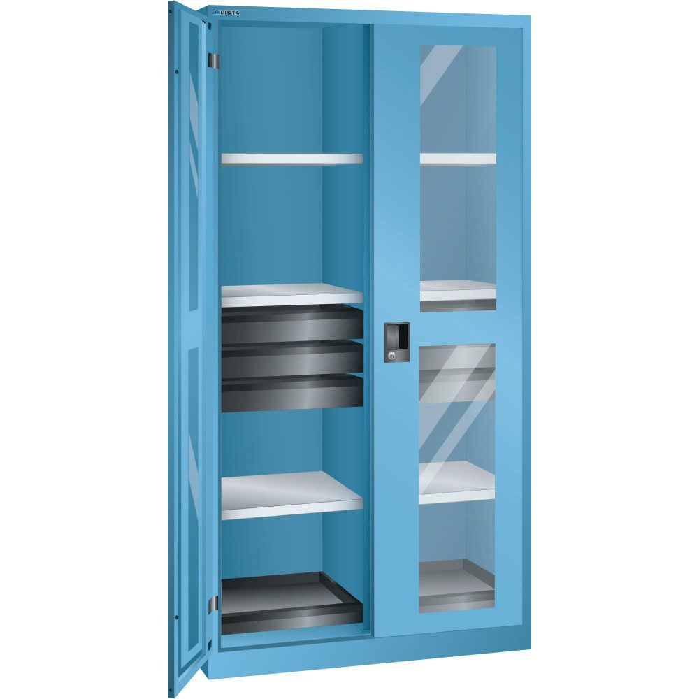 LISTA Werkzeugschrank, (BxTxH) 1000x580x1950mm, 2 Auszüge, 6 Schubladen, lichtblau, RFID Lock
