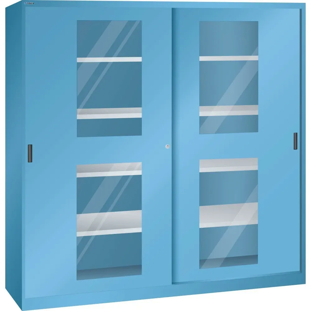 LISTA Schiebetürschrank, (BxTxH) 2000x400x1950mm, 8 Verstellböden, Sichtfenster, Tiefe 400mm, lichtblau