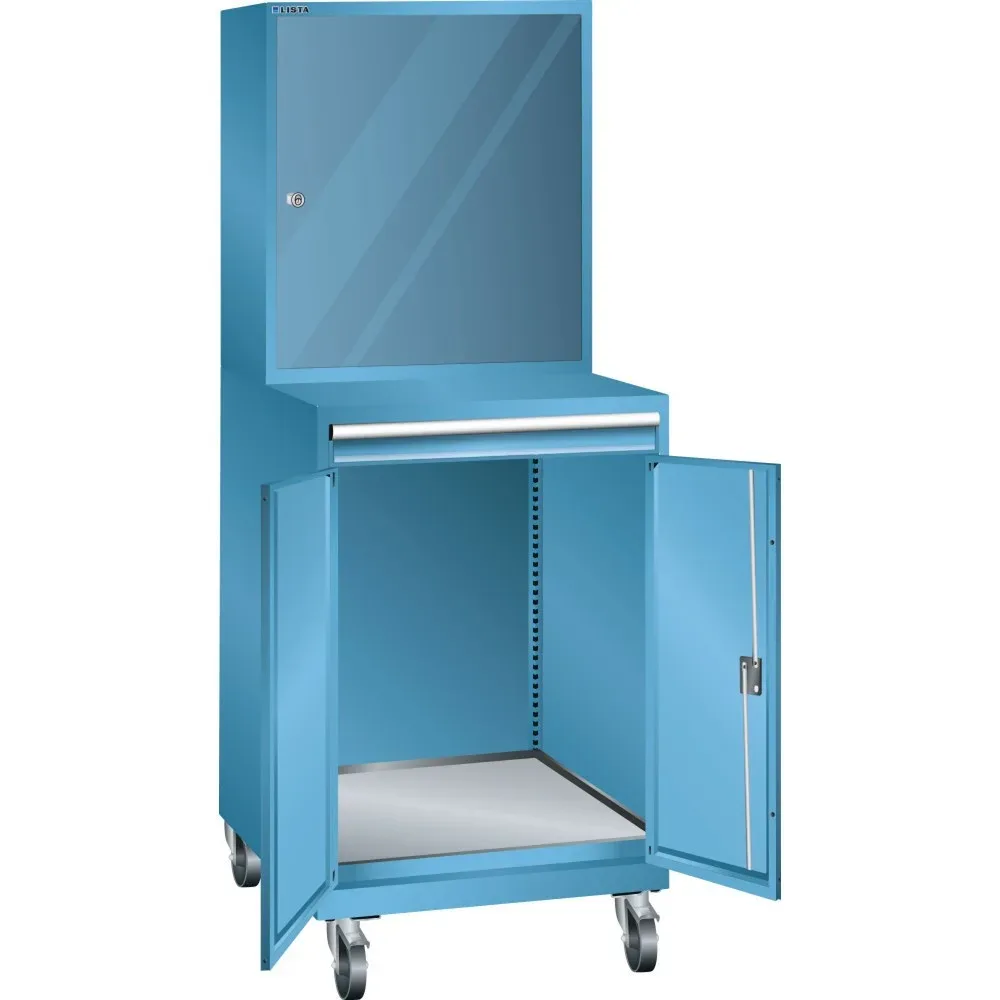 LISTA Computerschrank fahrbar 36x36E, (BxTxH) 717x725x1837mm, ohne Steckerleiste, lichtblau
