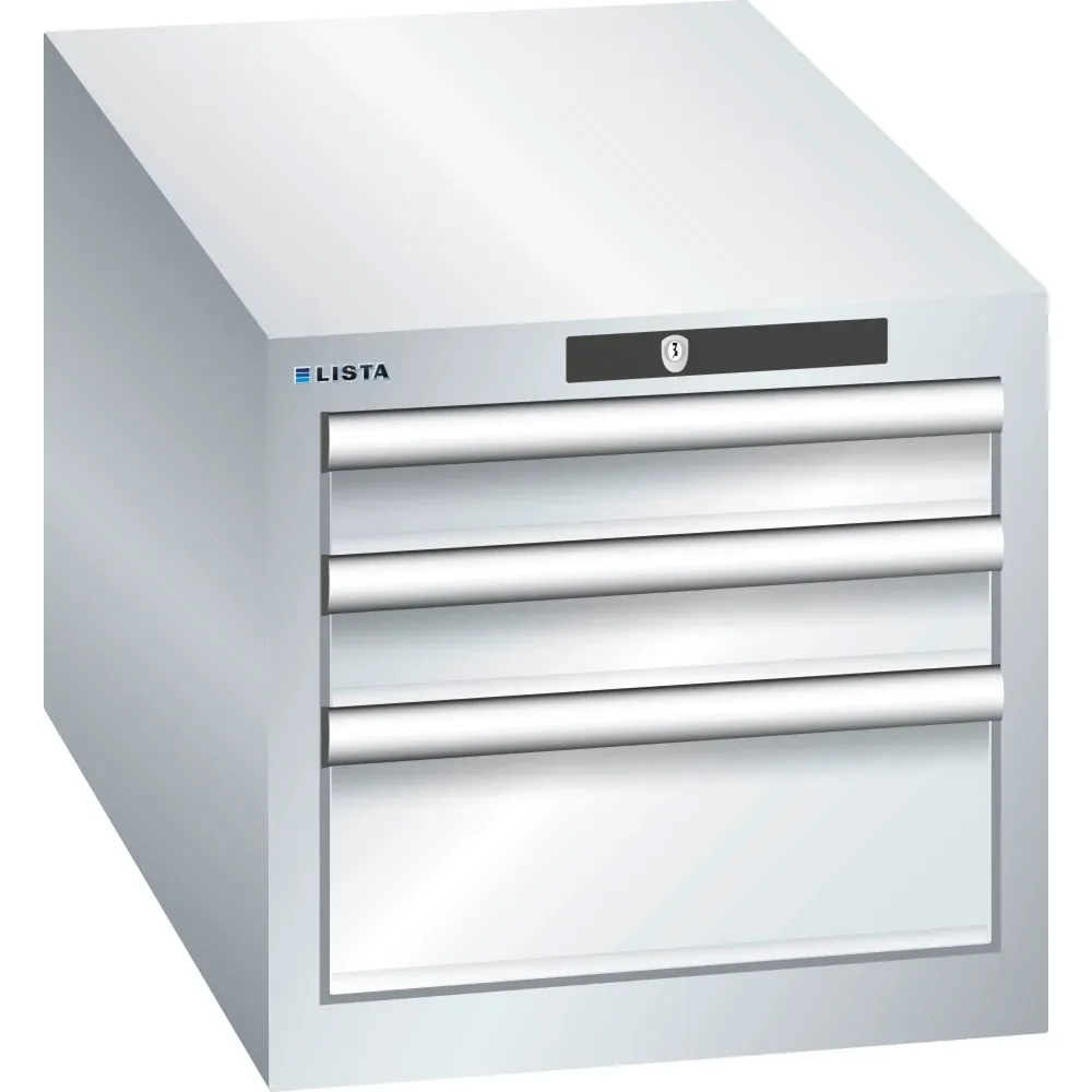LISTA Schubladenschrank 18x36E, (BxTxH) 411x725x383mm, 3 Schubladen, 2 x 75 / 1 x 150, lichtgrau, RFID Lock