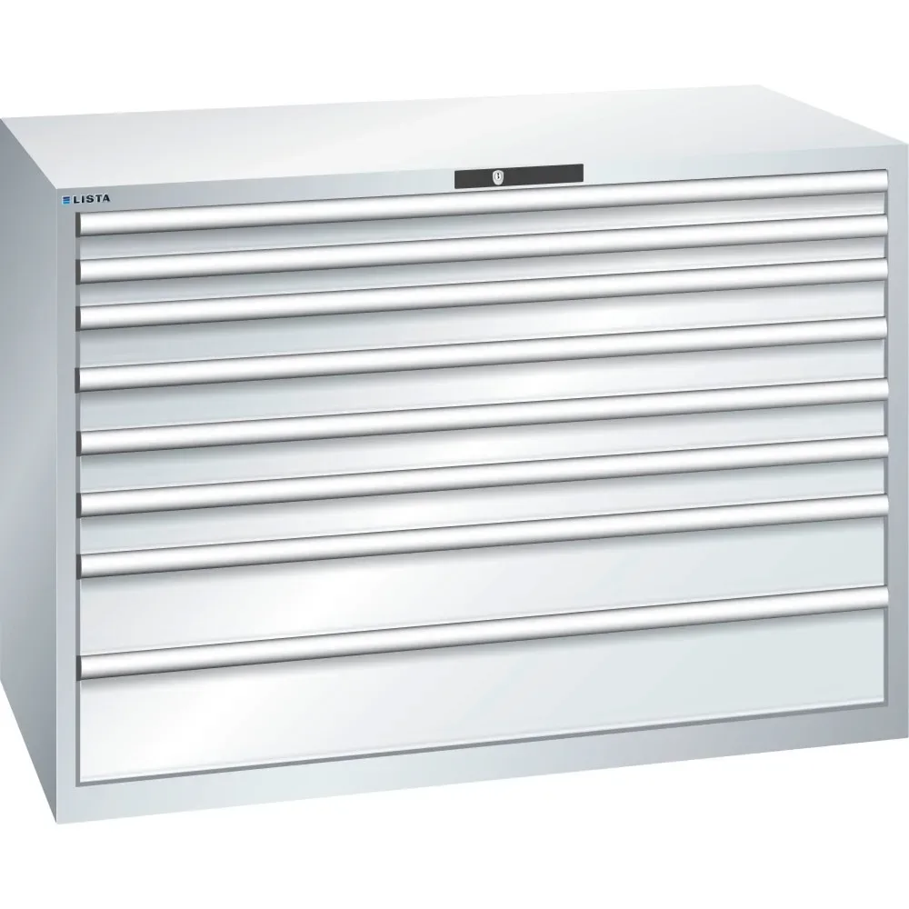 Schubladenschrank, 8 Schubladen, BxTxH 1431 x 725 x 1000 mm, lichtgrau LISTA
