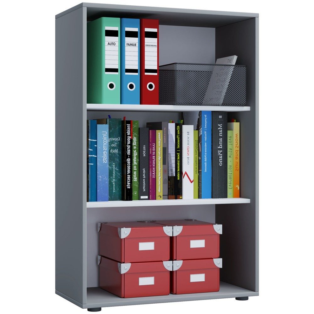 VCM Büroregal Lona, 3 Fächer, HxBxT 1.050 x 700 x 400 mm, grau