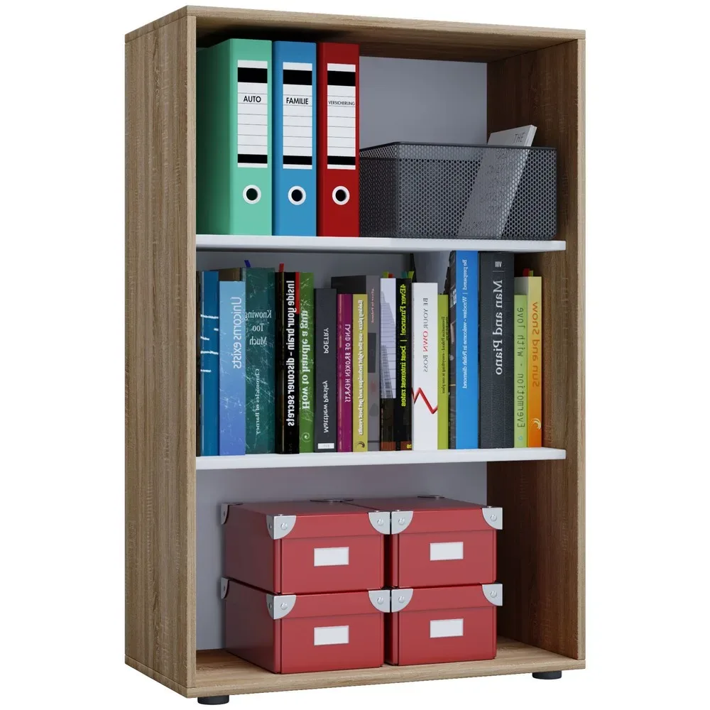 VCM - Holz Büro Stand Regal Bücher Ordner Aktenregal Ordnerregal Bücherregal Lona 3f, One Size, Braun