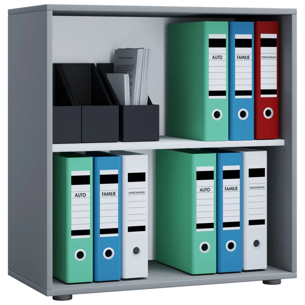 VCM - Holz Büro Stand Regal Bücher Ordner Aktenregal Ordnerregal Bücherregal Lona 2f, One Size, Taubengrau