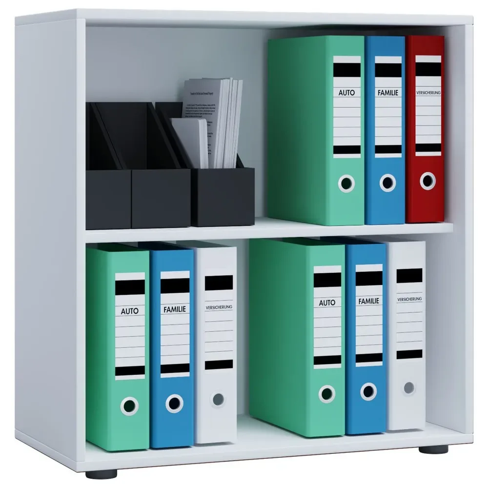 VCM - Holz Büro Stand Regal Bücher Ordner Aktenregal Ordnerregal Bücherregal Lona 2f, One Size, Weiss