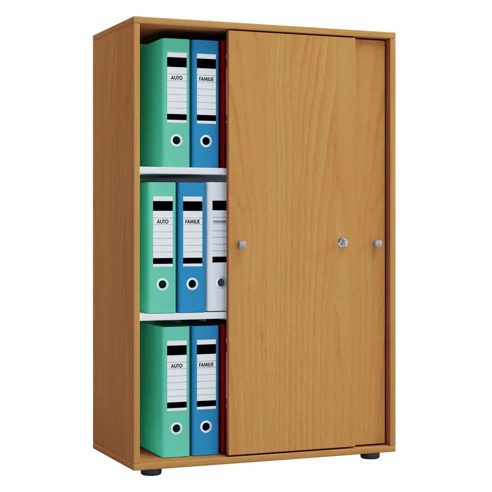 VCM - Büroschrank mit 3 Fächern | moderner Aktenschrank mit Schiebetüren | Maße ca. B. 70 x H. 111 x T. 40 cm – Lona 3-Fach, One Size, Beige