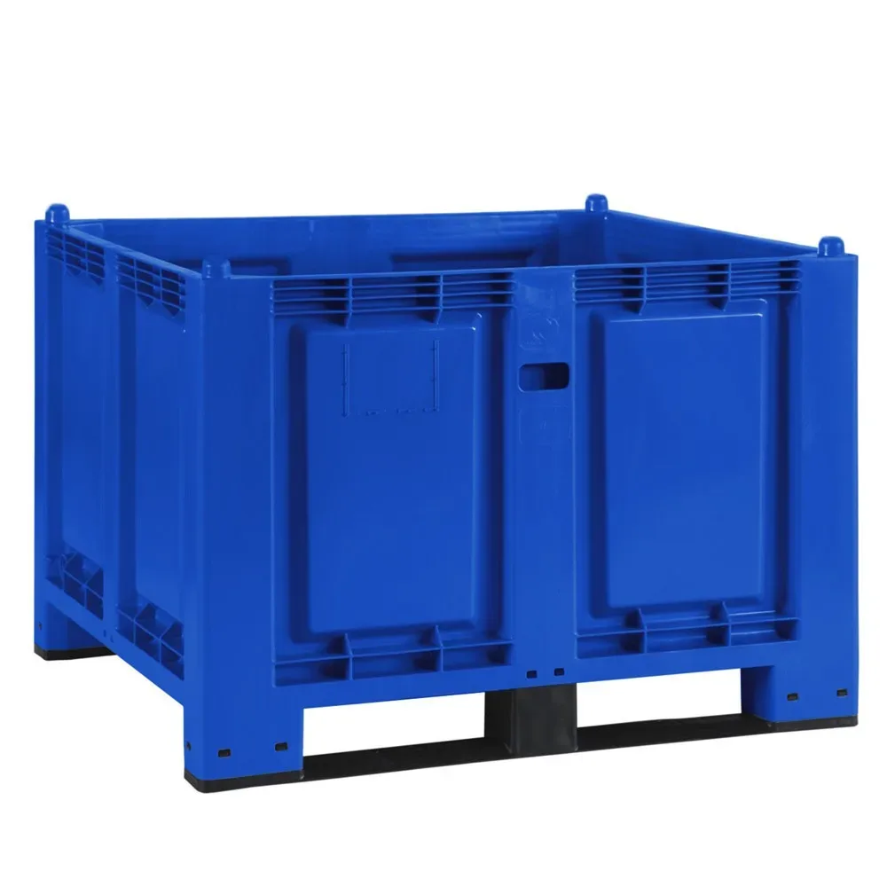 Grossbehälter aus Polypropylen, 550 Liter, mit Kufen, blau
